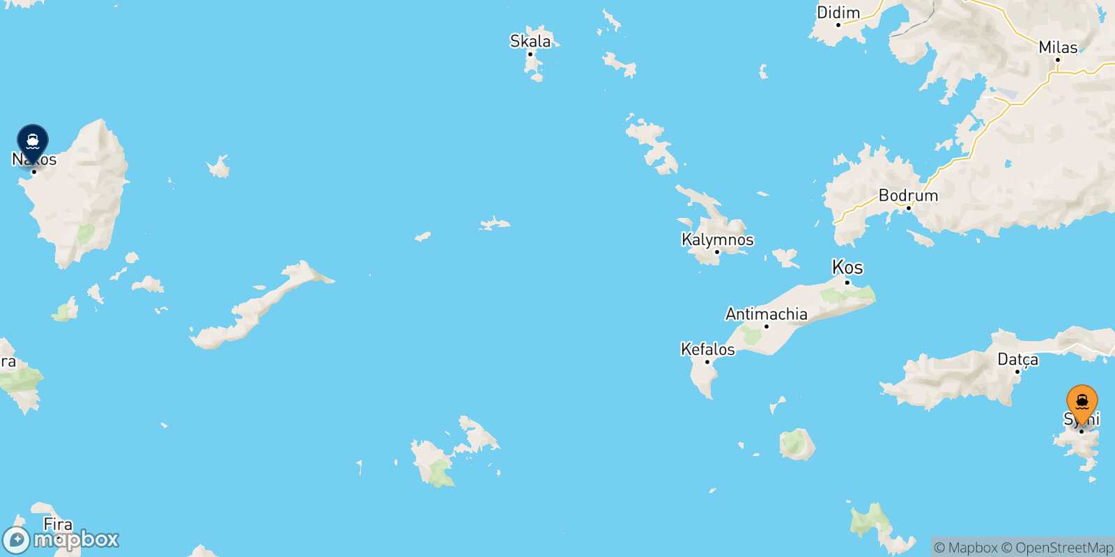 Mapa de la ruta Symi Naxos