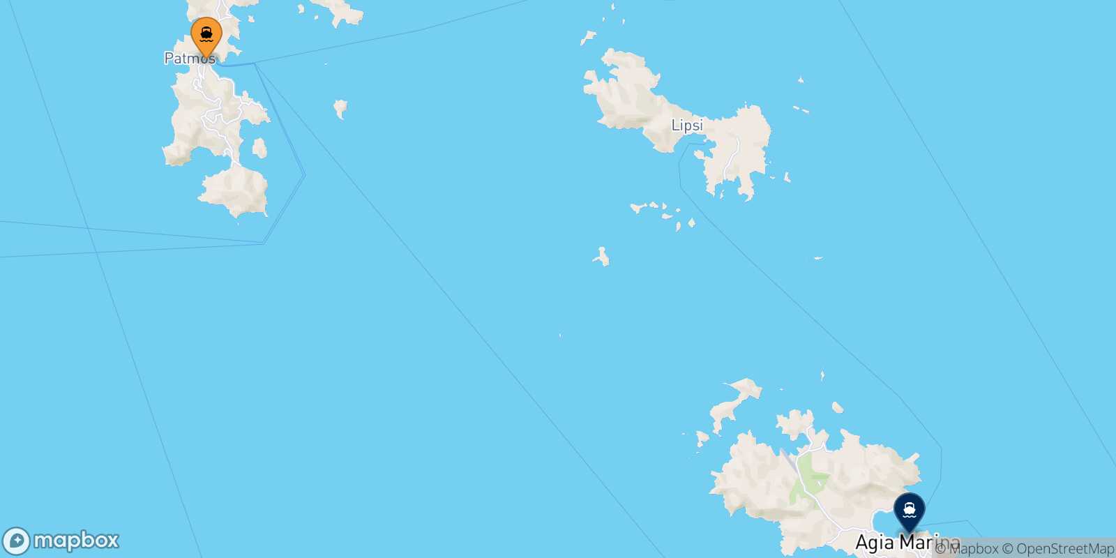 Mapa de la ruta Patmos Leros