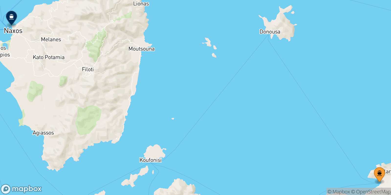 Mapa de la ruta Aegiali (Amorgos) Naxos