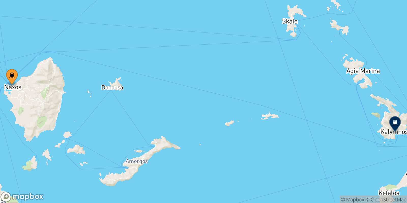 Mapa de la ruta Naxos Kalymnos