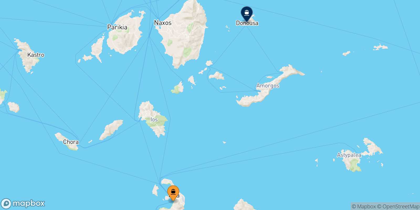 Mapa de la ruta Santorini Donoussa
