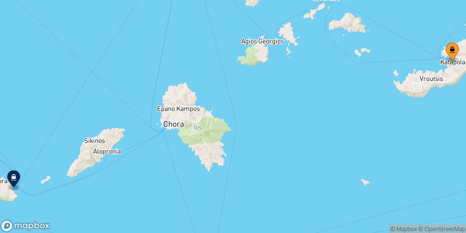 Mapa de la ruta Katapola (Amorgos) Folegandros