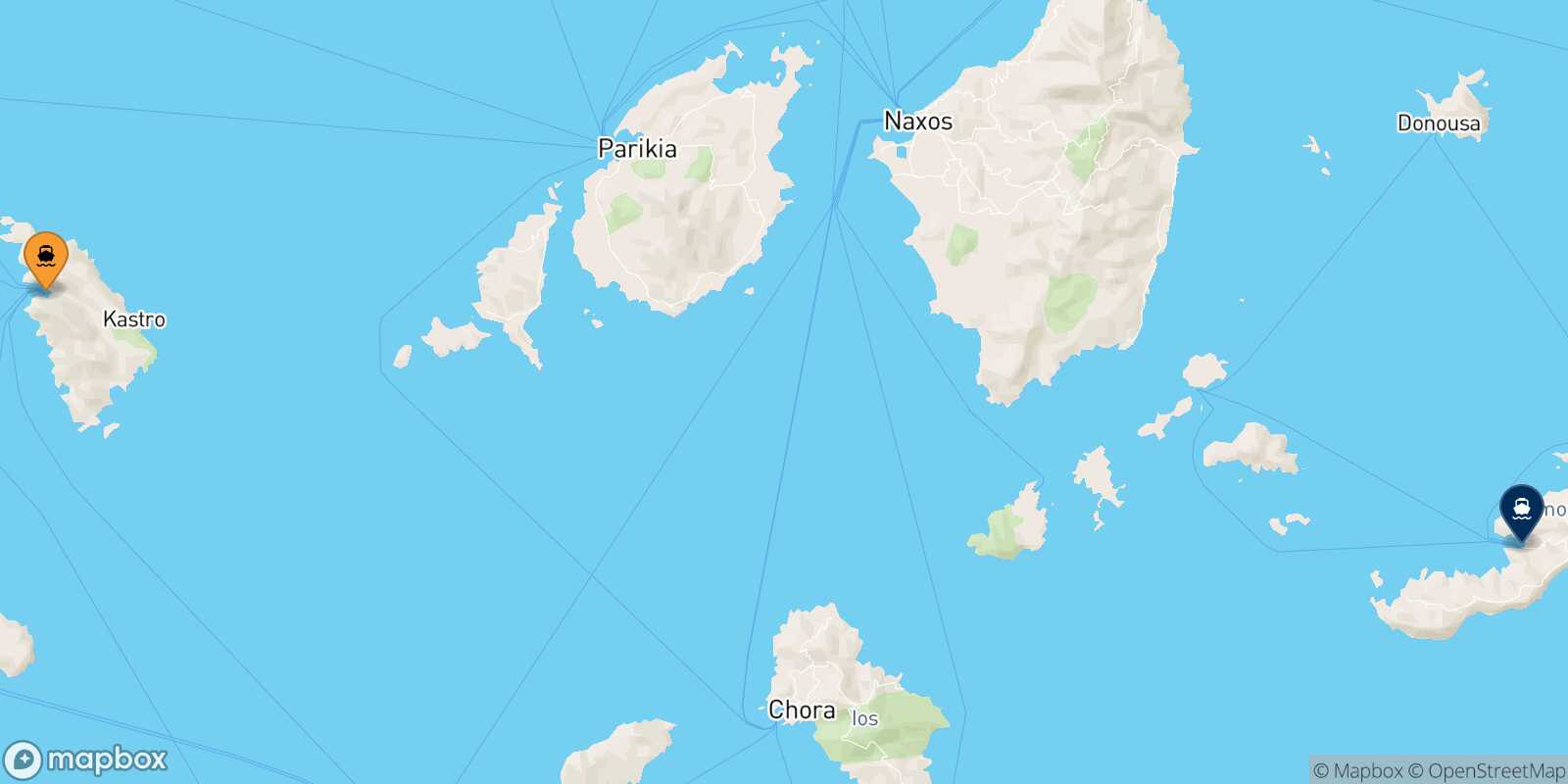 Mapa de la ruta Sifnos Katapola (Amorgos)