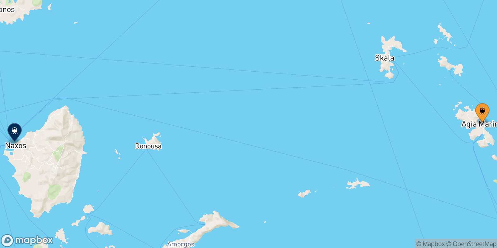 Mapa de la ruta Leros Naxos