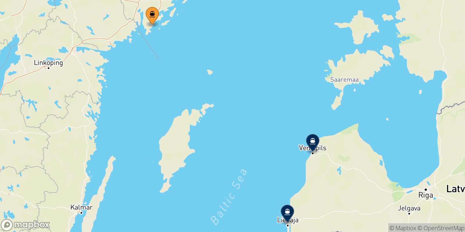 Mapa de los destinos alcanzables de Nynashämn