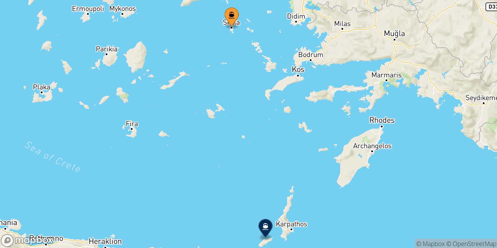 Mapa de la ruta Patmos Kasos
