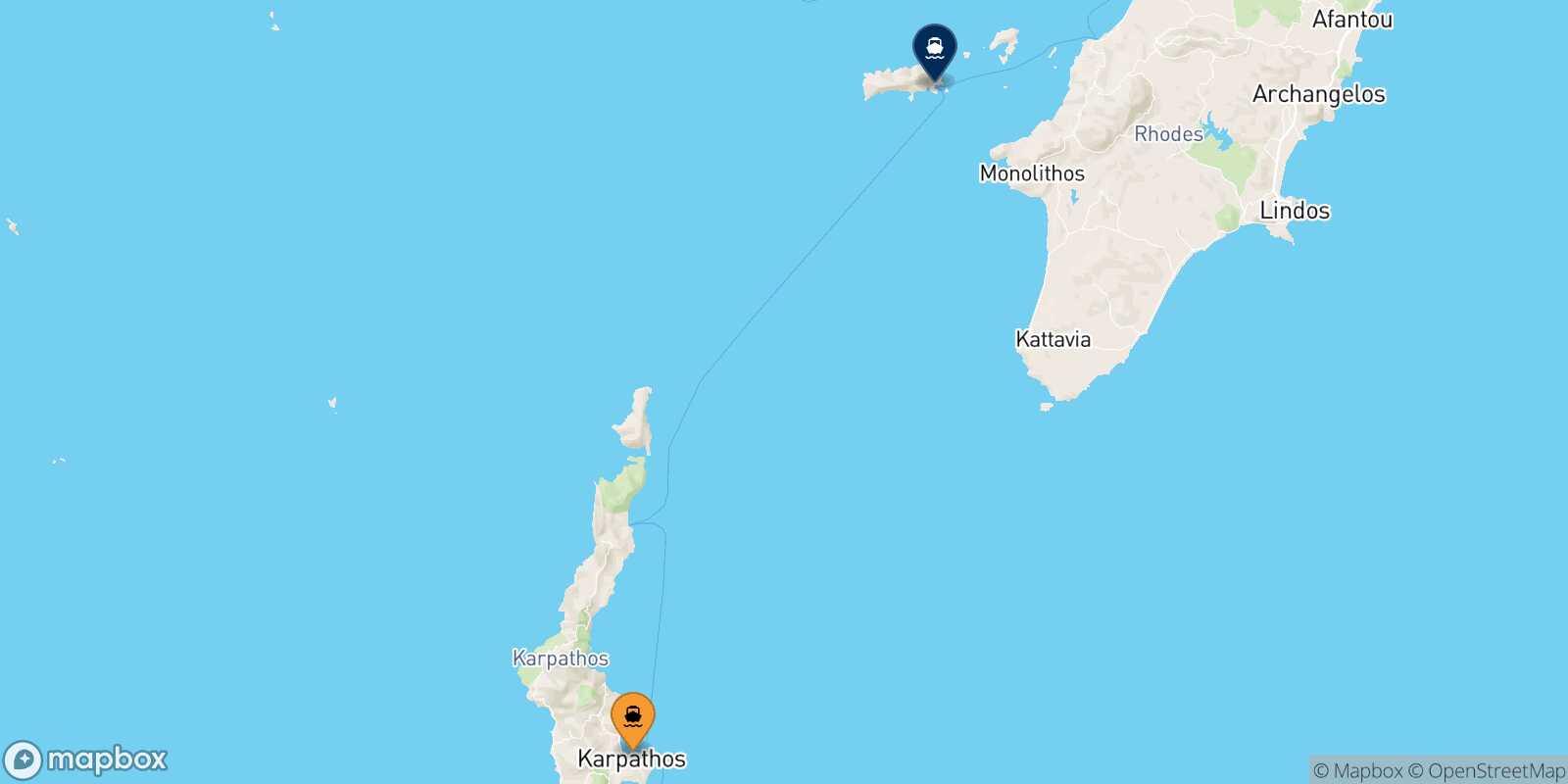 Mapa de la ruta Karpathos Chalki