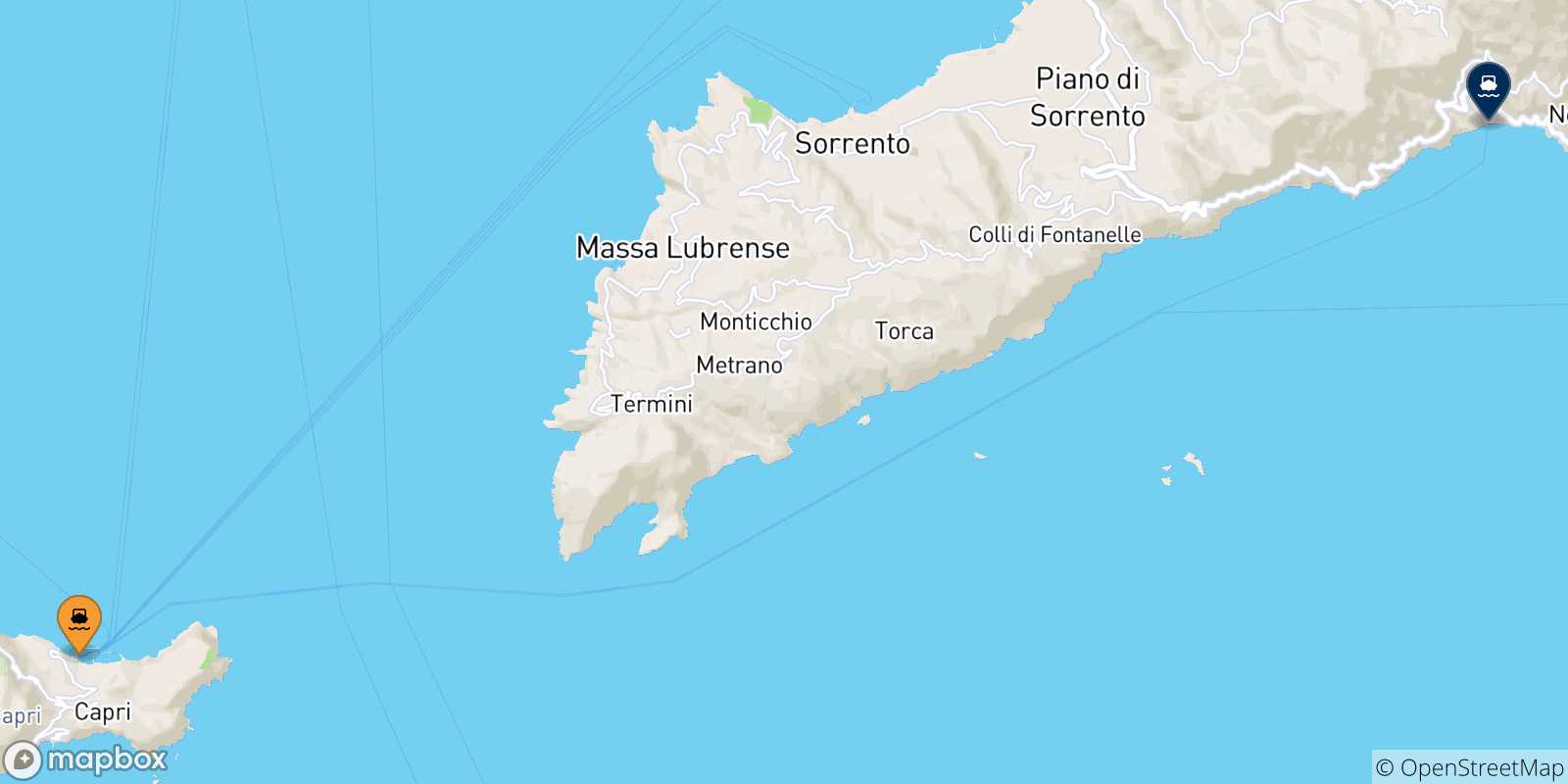 Mapa de las posibles rutas entre Golfo De Nápoles y  Positano