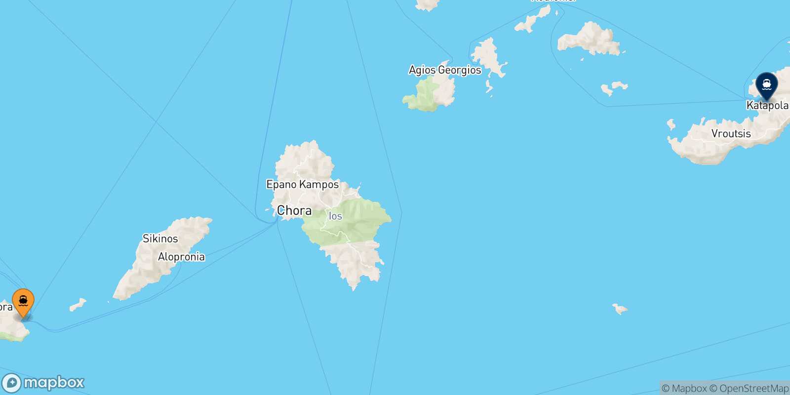 Mapa de la ruta Folegandros Katapola (Amorgos)