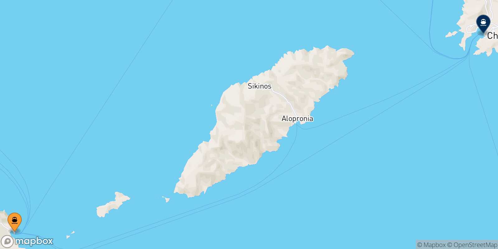 Mapa de la ruta Folegandros Ios