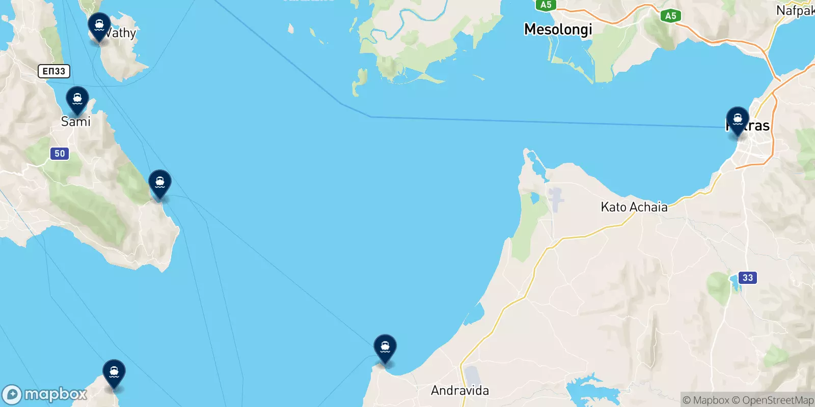 Mapa de los destinos Levante Ferries Group