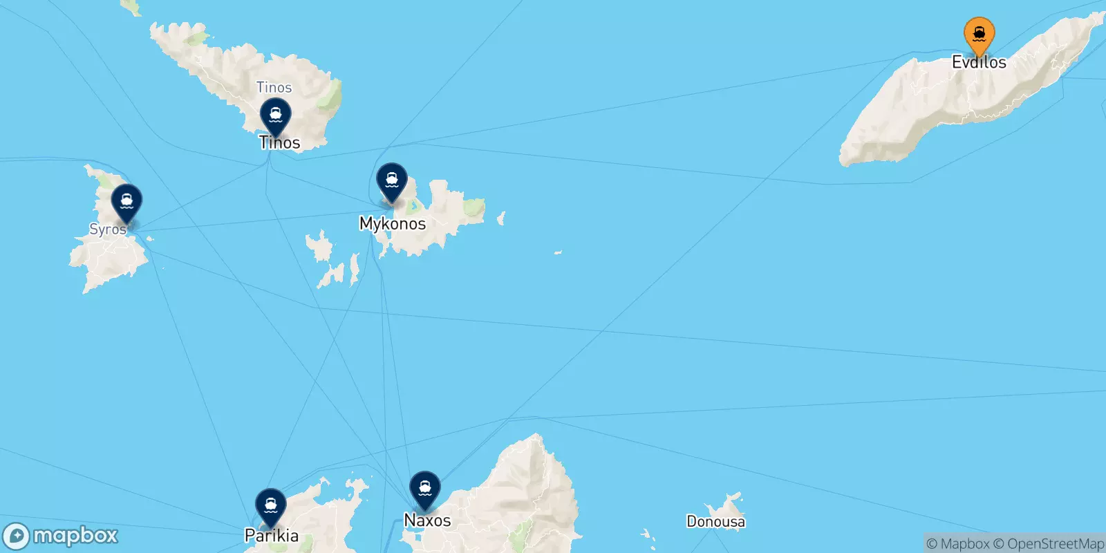 Ferries de Agios Kirikos (Ikaria) a Las Cicladas