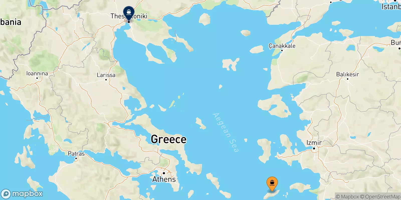 Ferries de Evdilos (Ikaria) a Salónica