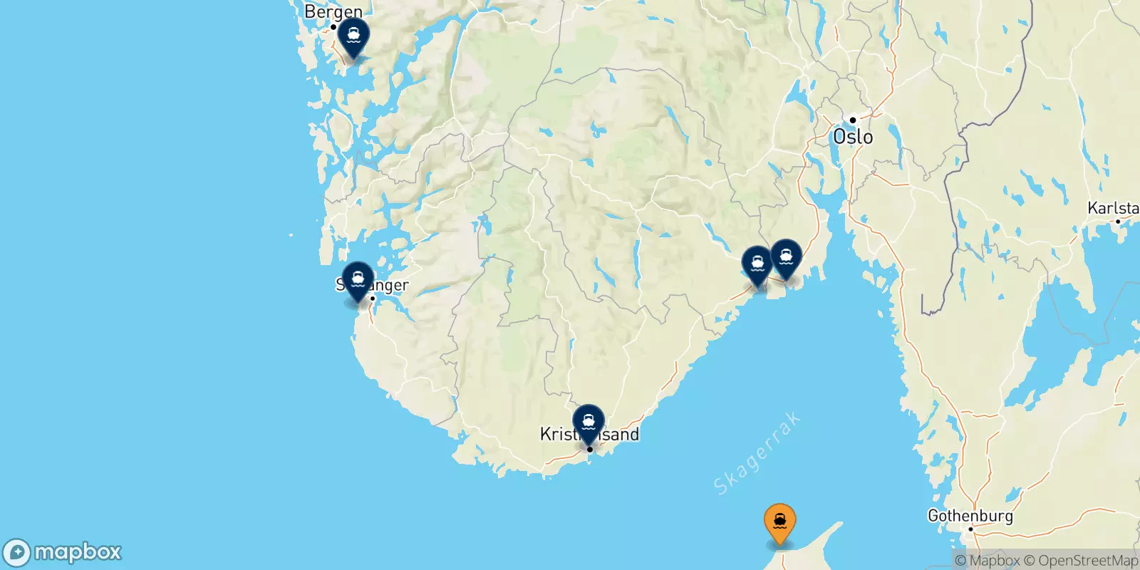 Ferries de Hirtshals a Noruega