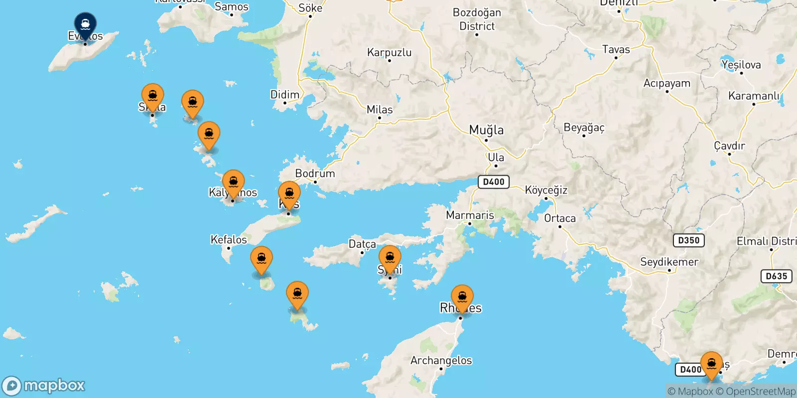 Ferries de Dodecaneso a Agios Kirikos (Ikaria)