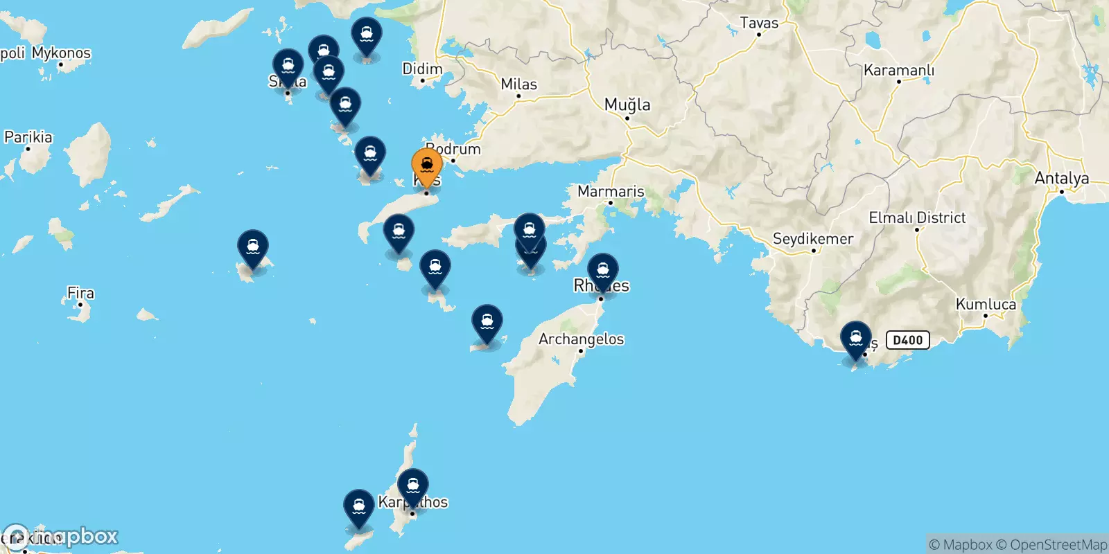 Ferries de Kos a Dodecaneso