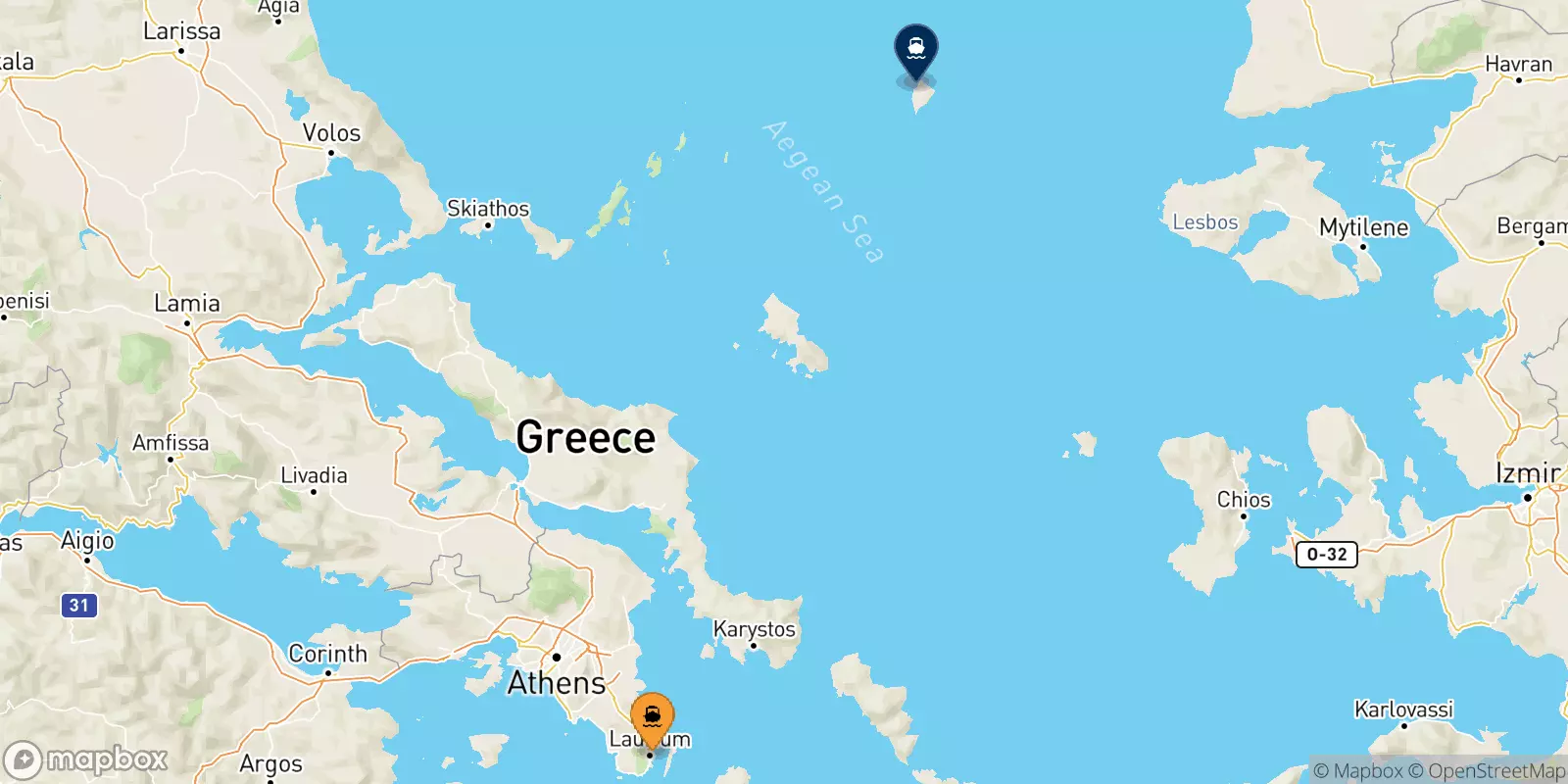 Ferries de Lavrio a Agios Efstratios