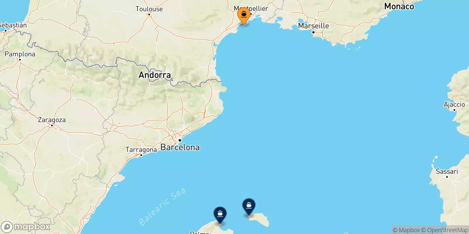 Ferries de Sète a Islas Baleares