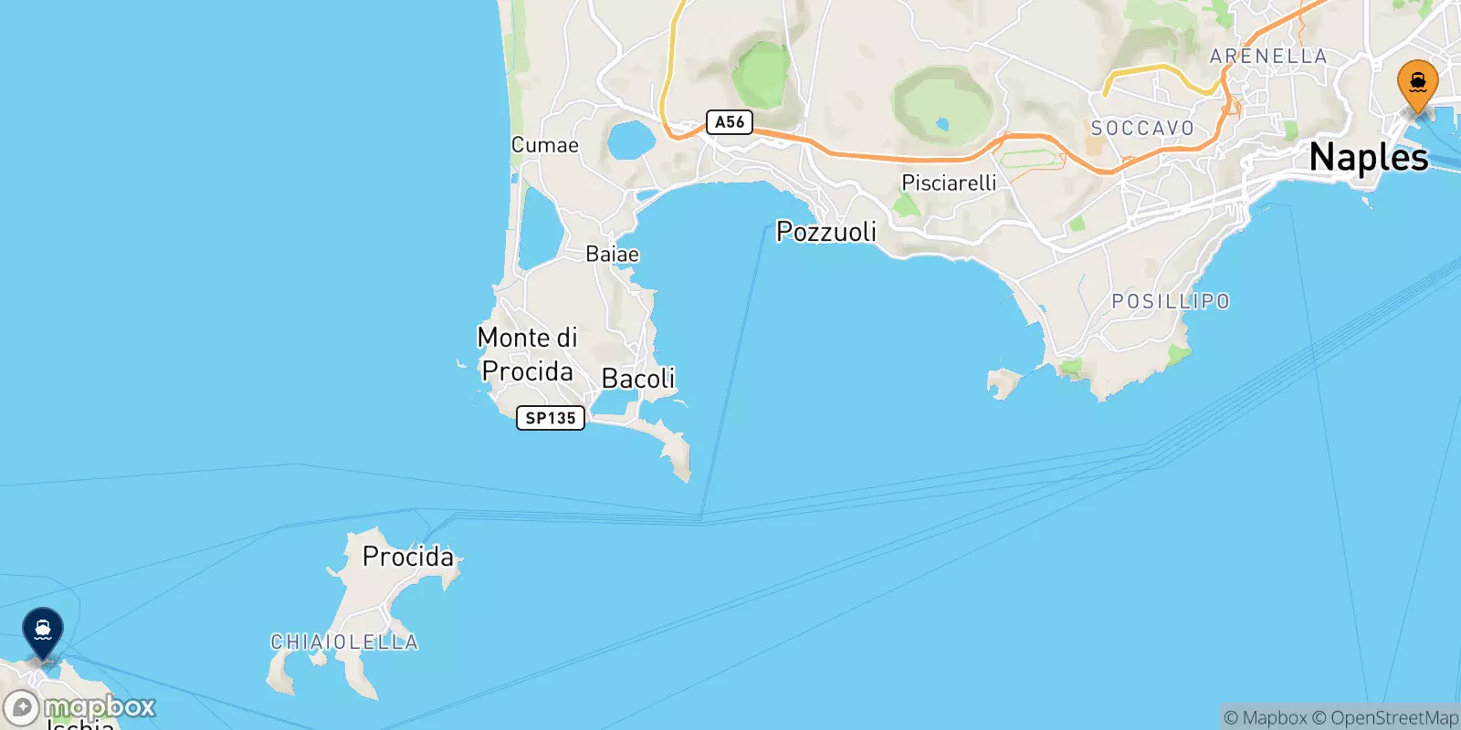 Ferries de Nápoles Beverello a Forio (Ischia)