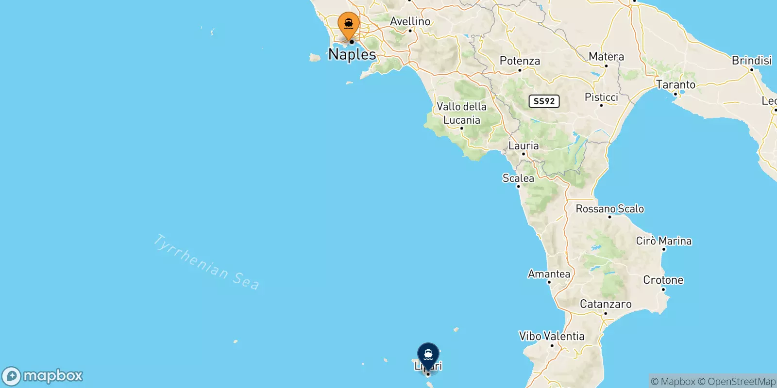 Ferries de Nápoles Mergellina a Lipari