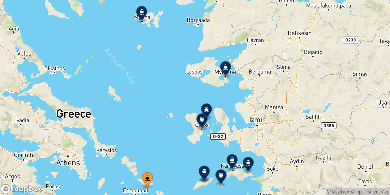 Ferries de Tinos a Islas Del Egeo