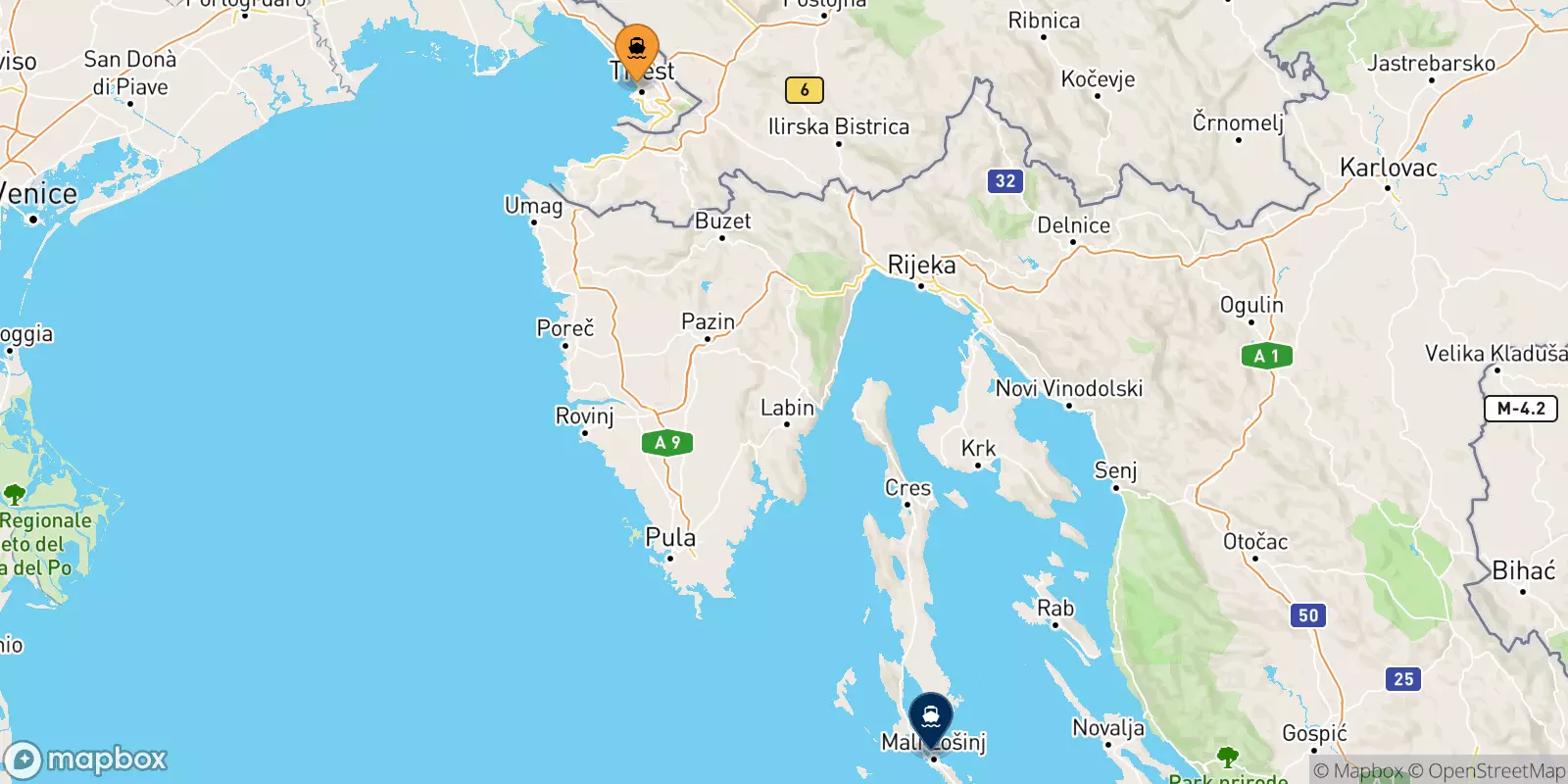 Ferries de Trieste a Mali Losinj