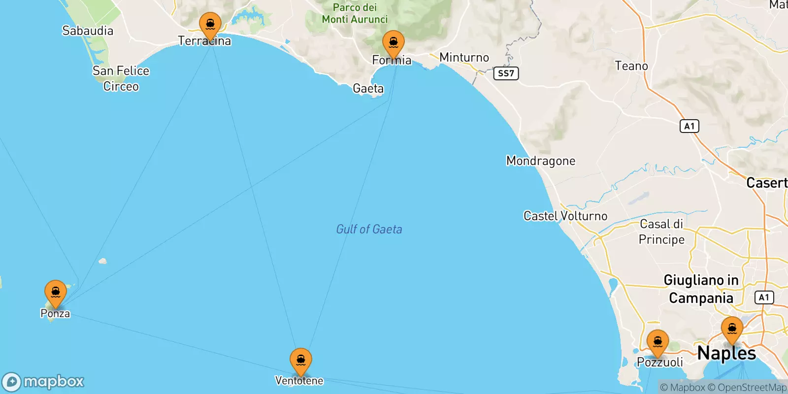 Ferries de Italia a Islas Pontinas