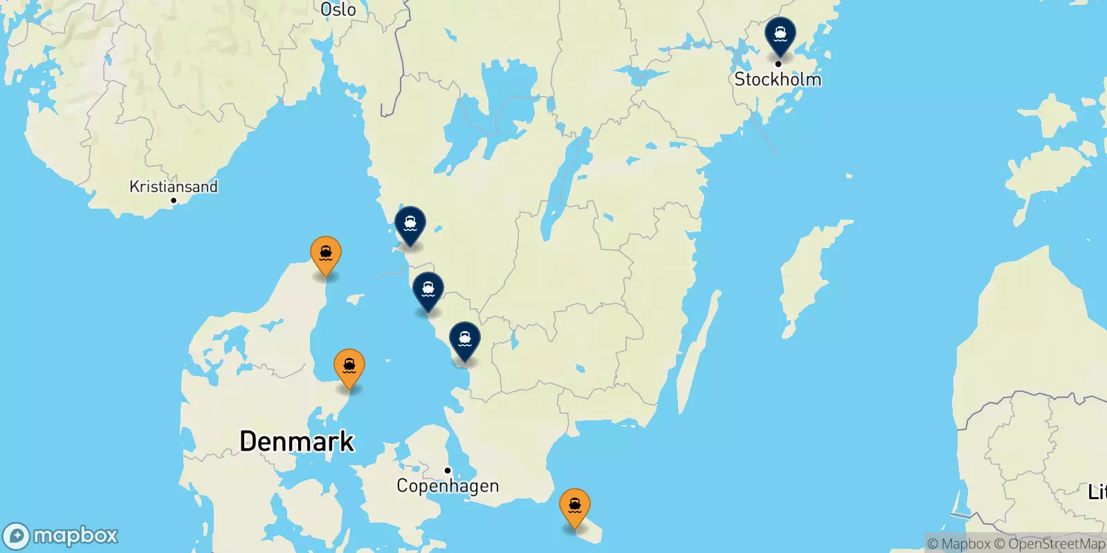 Ferries de Dinamarca a Suecia